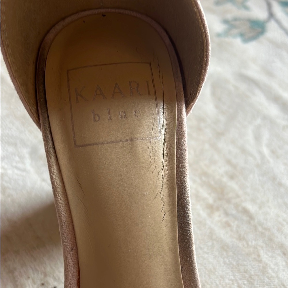 Pink Suede Heels with Ruffled Toe Strap - Picture 8 of 12